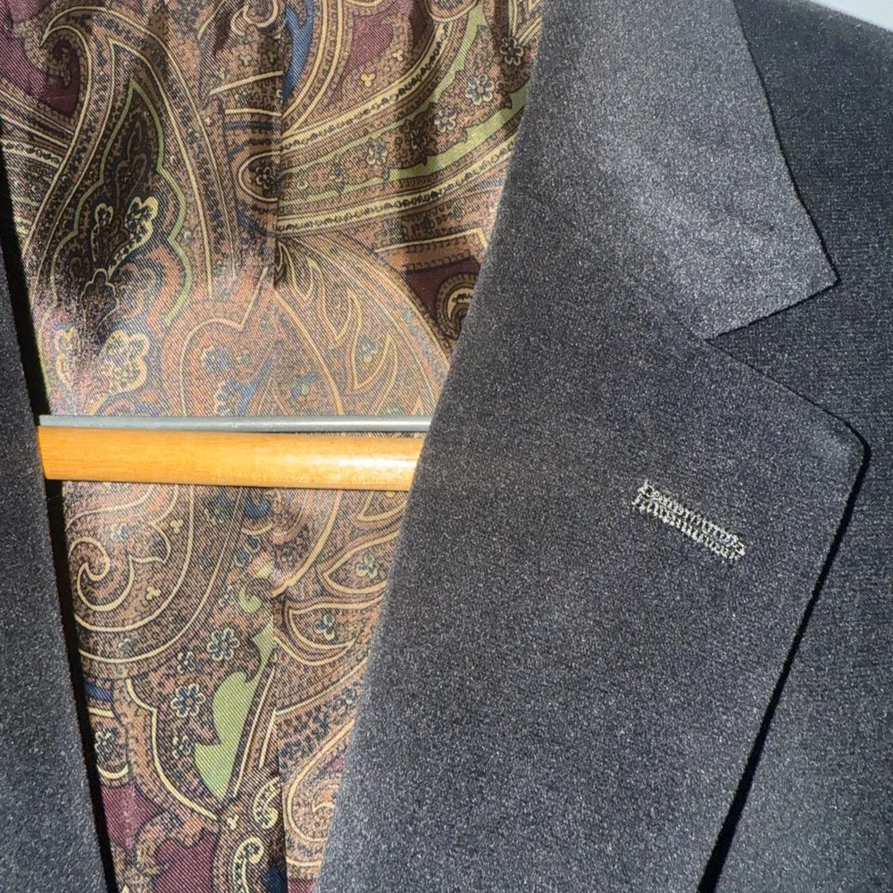 Lauren Ralph Lauren Faux‎ Suede Blazer Mens 43R Black Sport Coat Paisley Lined